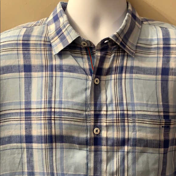 BUGATCHI Casual Linen Shirt. Size Large - Picture 4 of 14